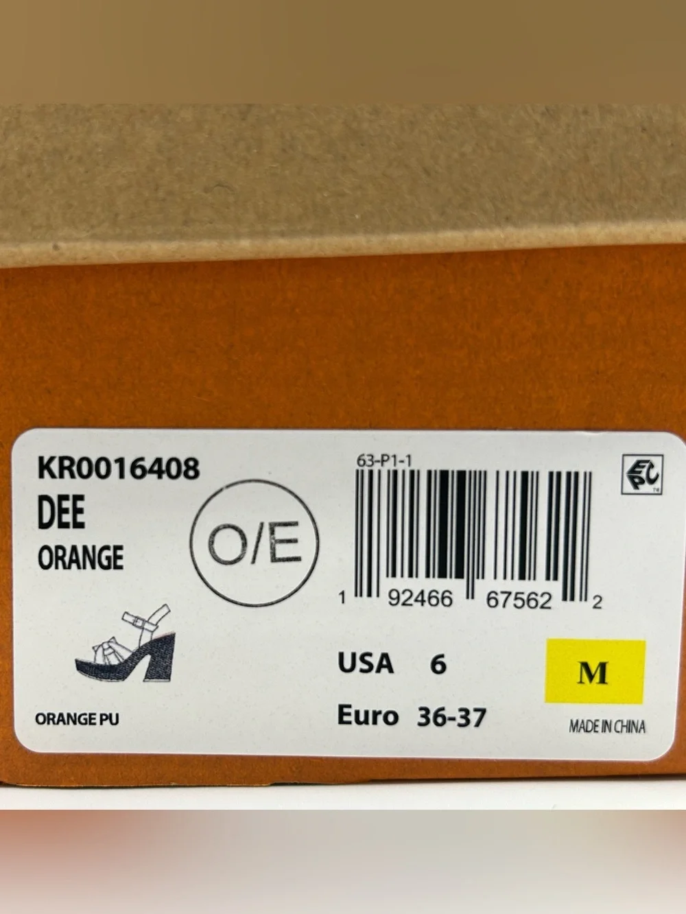 Korks Dee Orange Platform Sandals Size 6 Woven Block Heel Slingback NIB